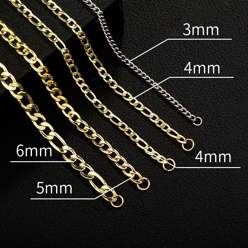Stainless Steel NK Figaro Multi-layer Plated Simple Jewelry Men's Necklace Hip-hop Cuban Chain_voghion.com