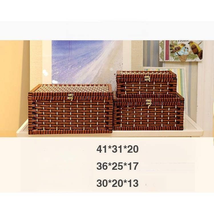 Japanese Style Desktop Woven Miscellaneous Items, Rattan Basket For Cosmetics, Toys, Books, Underwear Storage Box_voghion.com
