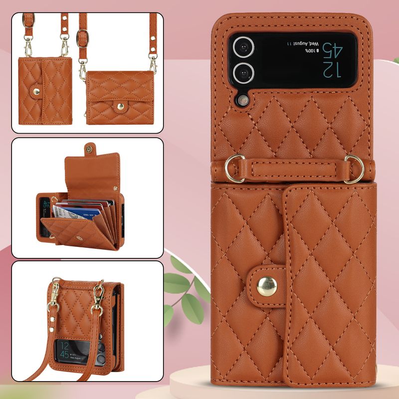Custodia per cellulare Z Flip4 Messenger pieghevole per Samsung Flip3 Custodia per cellulare con porta carte di organo piccolo profumo_voghion.com