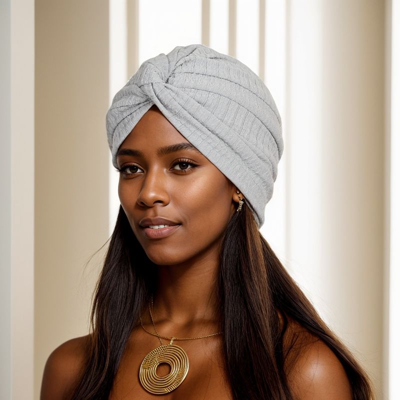 Spring And Summer New Silver Elastic Folded Forehead Twist Cross Turban Hat Baotou Hat_voghion.com