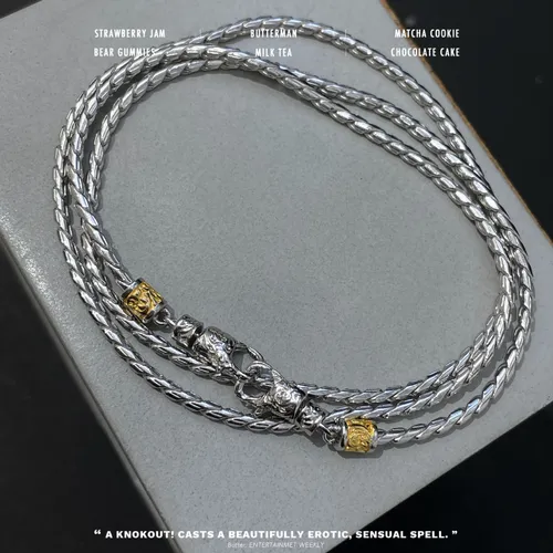 Tang Grass Pattern Double Button Head Dragon Bone Necklace For With Unique Design Sense Autumn/Winter Sweater Chain_voghion.com