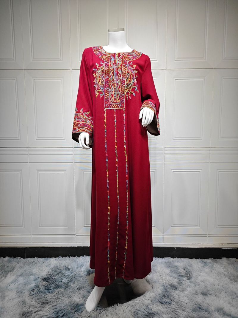 Damenbekleidung Naher Osten Robe Kleidung Arabische Robe Besticktes Kleid_voghion.com