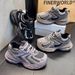 Soft sole dad shoes for women spring 2024 new thick sole height increase couple women's shoes purple casual versatile sports shoes_voghion.com