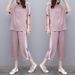 Audday Plus Size Women's Summer New Korean Style Two-Piece Set Loose Casual Wide-Leg Pants Suit For Women_voghion.com