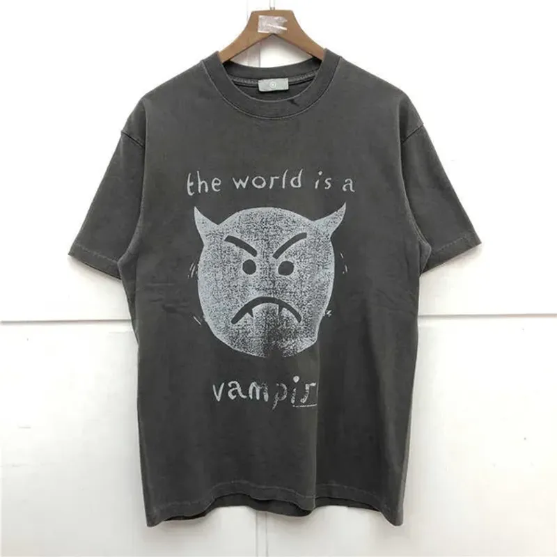 T-shirt da uomo, maglietta vintage da vampiro, da uomo e da donna, in tessuto pesante lavato di alta qualità, oversize, a maniche corte, T221202_voghion.com