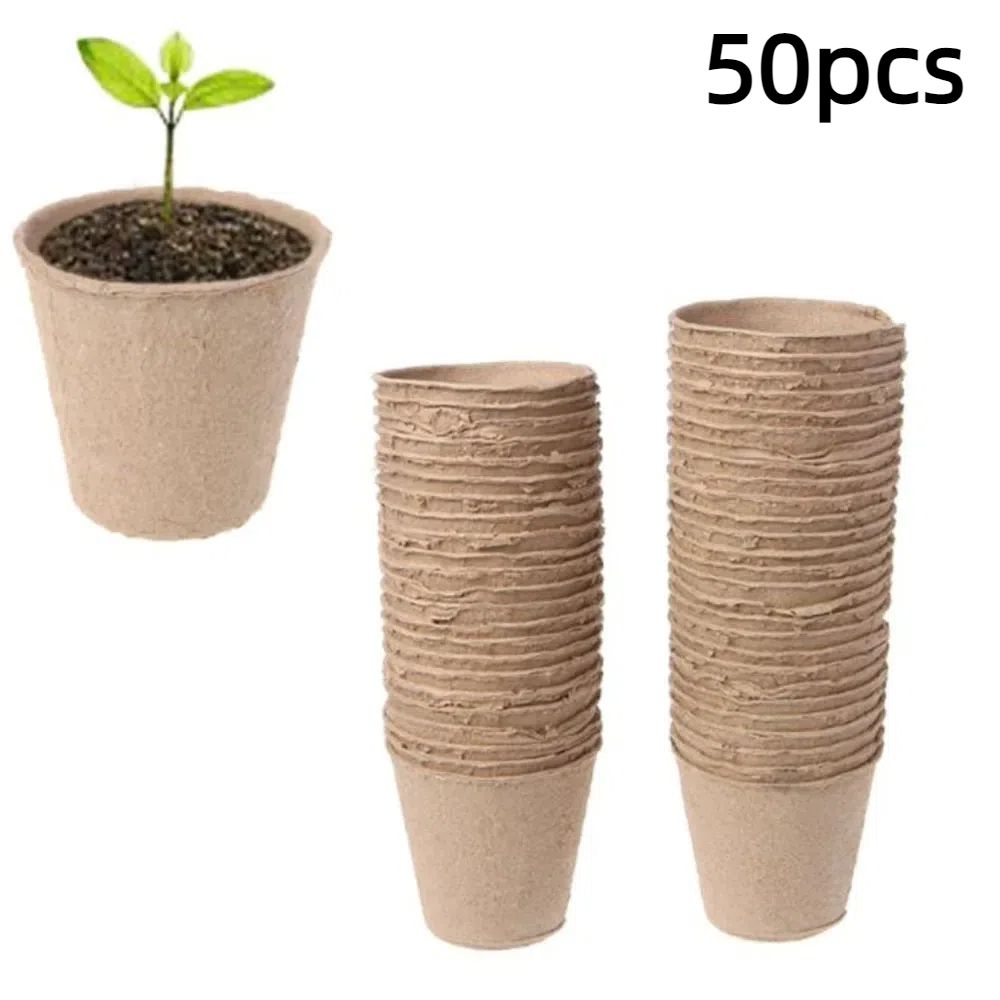 50 pezzi da 6 cm, vasi rotondi in torba per piantine, contenitori per vivai, vassoi per semi di erbe aromatiche, attrezzi per piantare, ecologici e biodegradabili._voghion.com