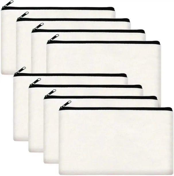 12 „pasidaryk pats“ tuščių drobinių smėlio spalvos maišelių su užtrauktuku – 8,3 colio x 5 colių tūrinis makiažo krepšys kelionėms ir raštinės reikmenims Y241023_voghion.com