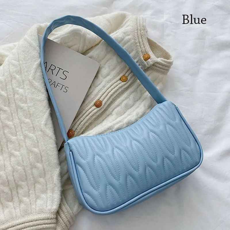Mode Handtasche PU Leder Schulter Taschen Weibliche Casual Einfarbig Messenger für Frauen Unterarm Tasche_voghion.com