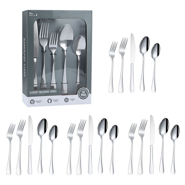 Casa e giardino 20/24/60 pezzi set posate in acciaio inox coltello, forchetta e cucchiaio hotel western bistecca coltello e forchetta_voghion.com