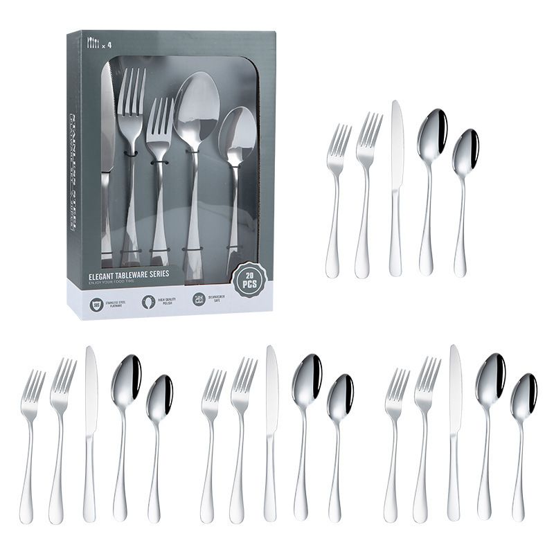 Home & Garden 20/24/60 piece set pattern stainless steel cutlery knife, fork and spoon hotel western steak knife and fork_voghion.com