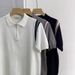 Men's Clothing Half zip Polo Shirt Knitted Short sleeved T shirt Men's Summer New Fashion Contrast Color Splicing Half sleeved Top_voghion.com