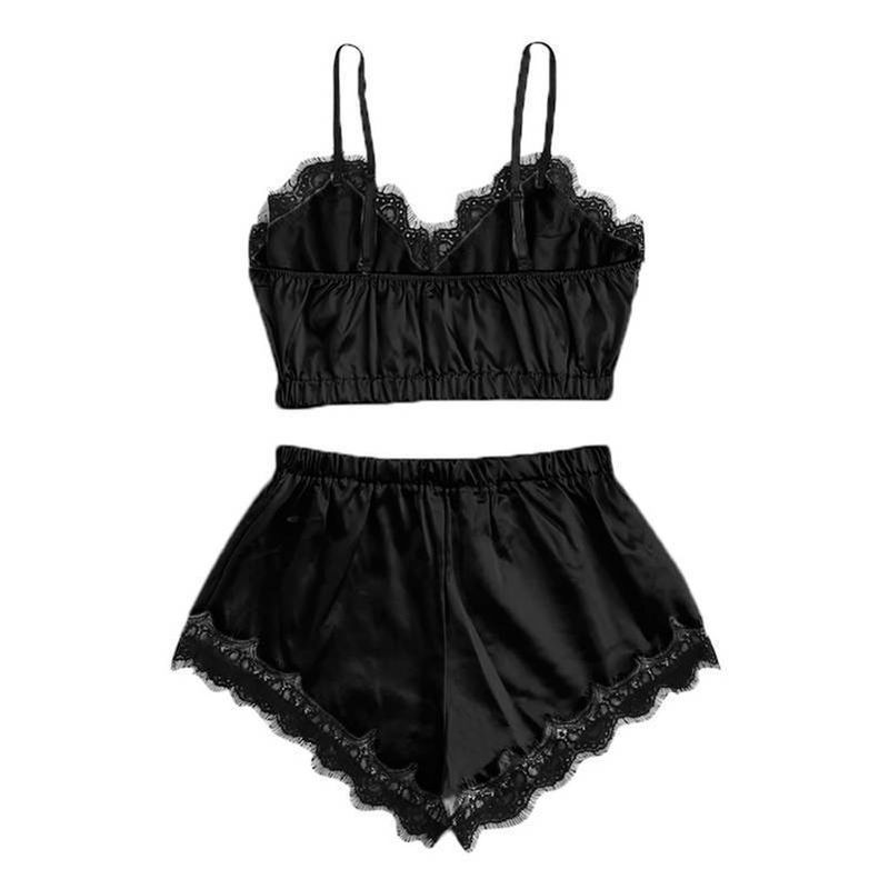 Women's Sleepwears Sexy Lace Lingerie Suspenders Three Point Chest Wrap Lace Panty Set_voghion.com
