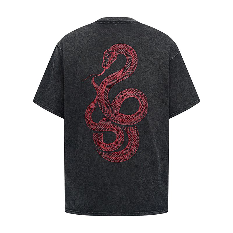 T-shirt a maniche corte vintage oversize in cotone lavato con stampa High Street, alla moda per uomo_voghion.com