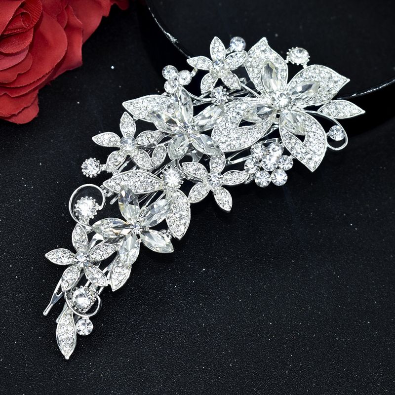 Bride Crown Headdress Alloy Inlaid Rhinestones Crown Leaf Flower Hair Style Dress Accessories_voghion.com