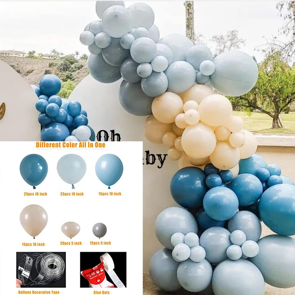 Kit de arco de balões vintage azul com 200 balões de látex grossos premium para decoração de casamento, aniversário e inauguração com guirlanda e suporte_voghion.com