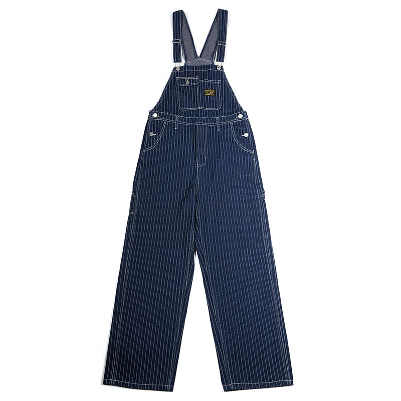 Men's vintage striped denim jumpsuit_voghion.com