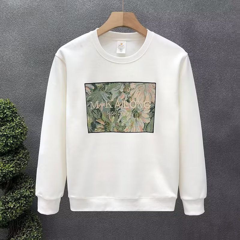 Herrenbekleidung Crewneck Sweat Herren Loose Design Sense Smiley Print Retro Instagram Style Modisches Markenoberteil für Frühling und Herbst_voghion.com