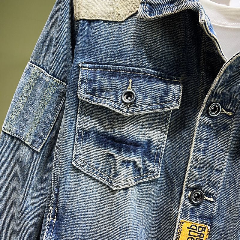 Suitable For All Seasons Light Embroidered Denim For Men, Spring And Autumn Style, Trendy Streetwear, Stylish Classic Versatile Slim Fit_voghion.com