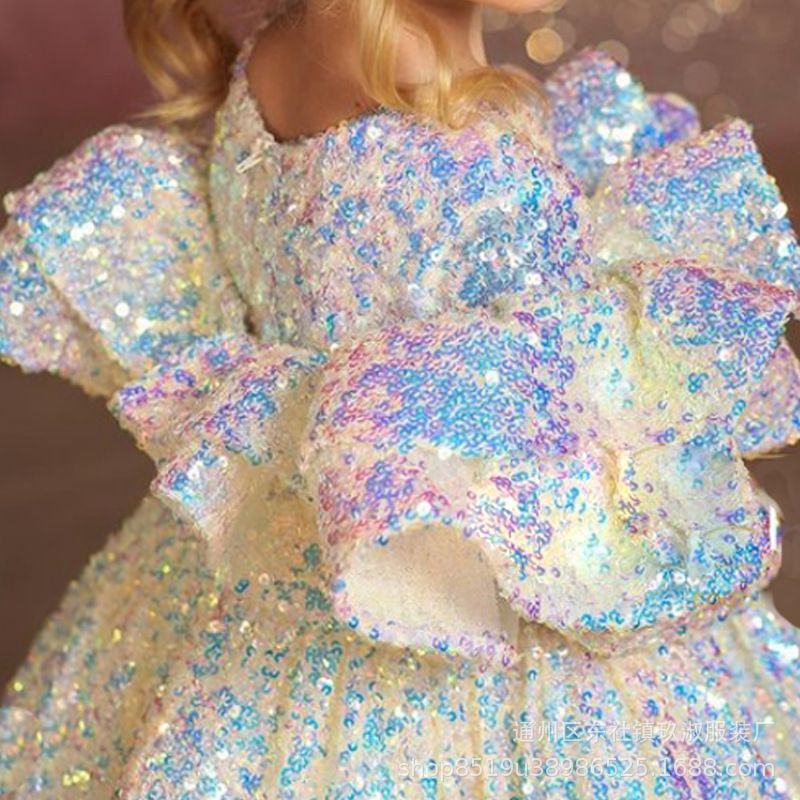 Robe de princesse pour enfants, en fil pelucheux, modèle de défilé, robe de soirée, costume de spectacle coloré pour fille de fleur, vente en gros_voghion.com