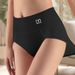 2025e 【】Women's Breathable Solid Color Triangle High Waist Tummy Control Butt Lifting Panties_voghion.com