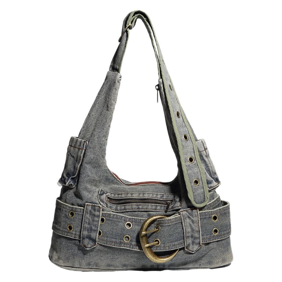 Borsa a tracolla da donna in denim lavato pesante Y2K da ascella_voghion.com