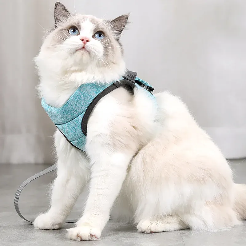 Cat Harness And Leash For Walking Escape Proof Soft Vest Harnesses For Cat Breathable Reflective Strips Jacket Cat Accessories_voghion.com