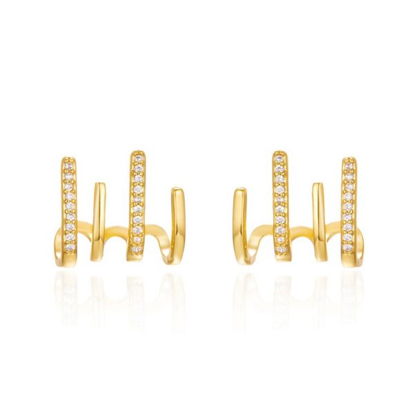 temperament multi layer vertical stripe geometric earrings four claw earrings with diamond earrings_voghion.com