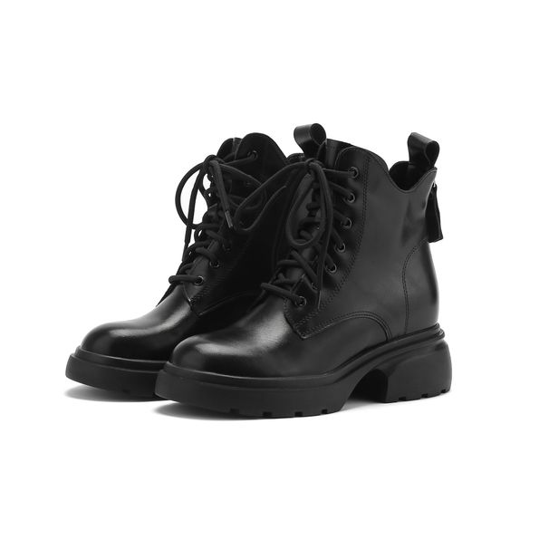 Stivali Martin in stile britannico per donna autunno 2024 nuovi stivali corti allacciati versatili con suola spessa e altezza interna che migliora stivali singoli e stivali nudi_voghion.com