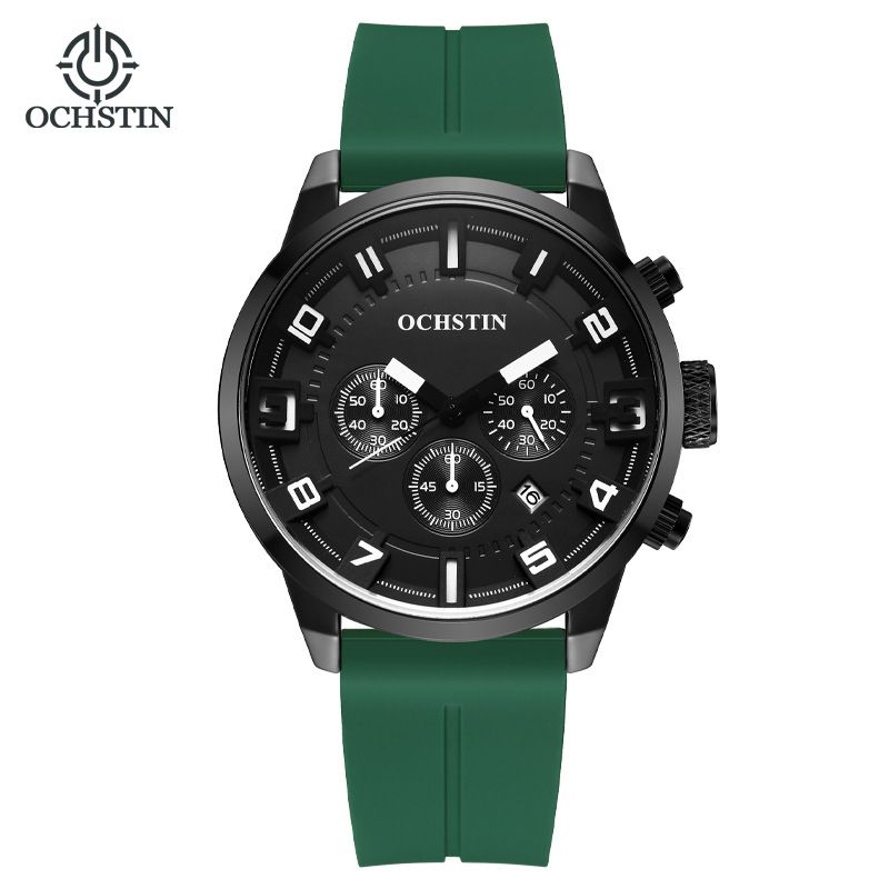 OCHSTIN Counter Outdoor Sports Men's Watch Silicone Strap Quartz Watch 3-pin Running Second Live Broadcast_voghion.com