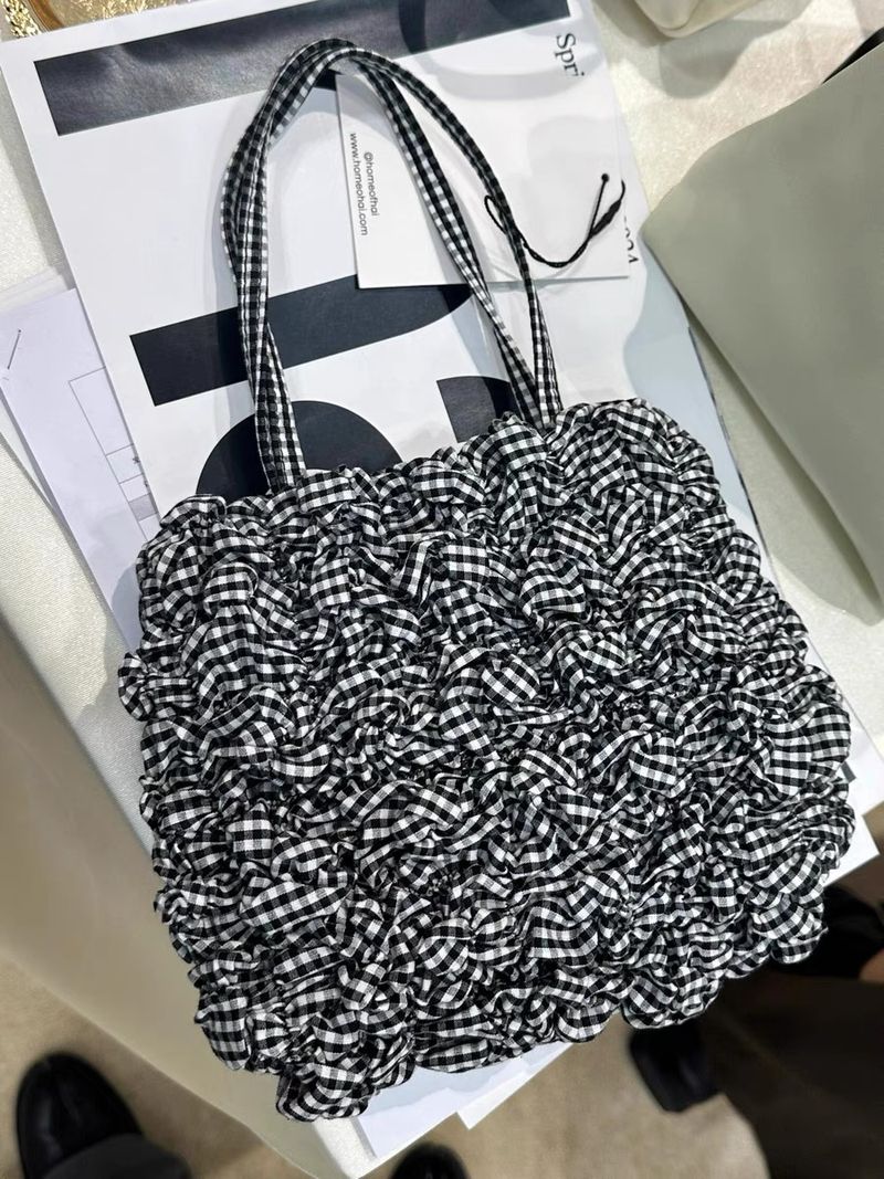 Borsa a tracolla piccola da donna, piccola, casual, personalizzata, leggera, con design a traliccio plissettato, nuova moda autunno inverno_voghion.com