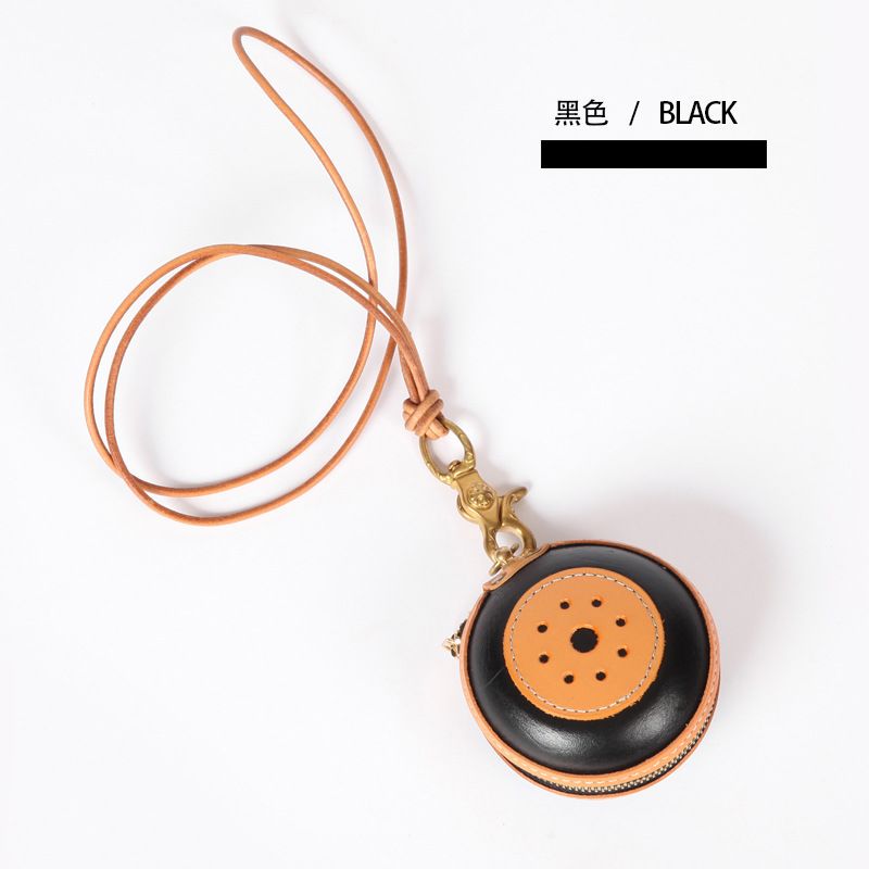 25 New Style Cowhide Vegetable Tanned Handmade Earphone Storage Unisex Genuine Leather Purse Coin Bag_voghion.com