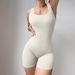 Women's High waist tight sports one-piece fitness wear summer large size high elastic buttocks yoga one-piece shorts _voghion.com