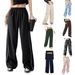 European And American New Personalized Two Side Drawstring Leisure Elastic Waist Multi Color Long Pants_voghion.com