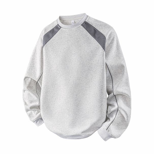 Retro Color-Block Cotton Crewneck Sweatshirt – Oversized Streetwear Essential For Men (S-XXXL, Black/Gray/White)_voghion.com
