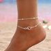 Nuova cavigliera a doppio strato in argento a forma di 8 in stile bohémien, versatile gioiello per i piedi._voghion.com