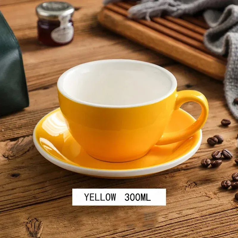 300ml Ceramic Coffee Mug Set - Breakfast Milk Cup With Saucer Afternoon Tea Dessert Office Cutlery_voghion.com