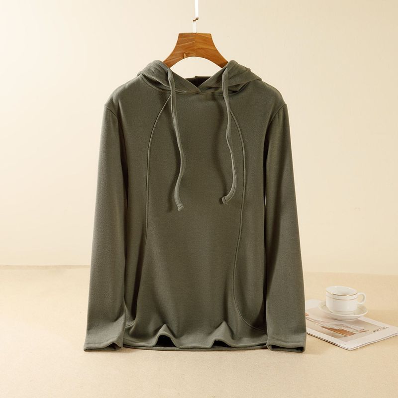 Autumn winter acrylic velvet hooded sweatshirt for women, warm and casual outerwear, slim fit short sleeved top_voghion.com