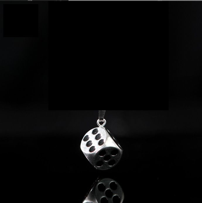 Ciondolo in argento massiccio nero con dadi Hip Hop, coppia, collana lunga con maglione, accessori, catena semplice_voghion.com
