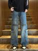 Einzigartiges Design im amerikanischen Stil mit mehreren Taschen für Herren im Frühling und Herbst, neue lockere, gerade Jeans mit weitem Bein_voghion.com
