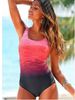 Neuer Bikini mit Farbverlaufsdruck, sexy, rückenfreier Einteiler-Badeanzug für Frauen mit zusätzlichem Fett und übergroßer Bademode_voghion.com