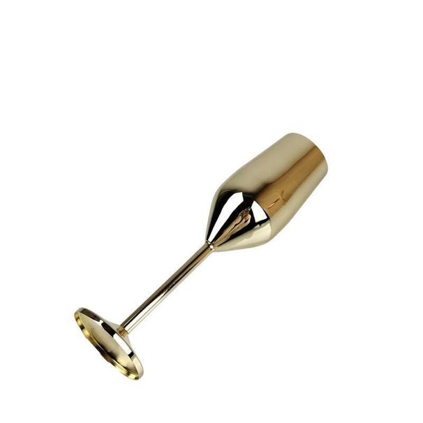 Creative 304 rostfritt stål enkelskikts högfotad champagnetrumformad droppbeständigt guldpläterat vinglas_voghion.com