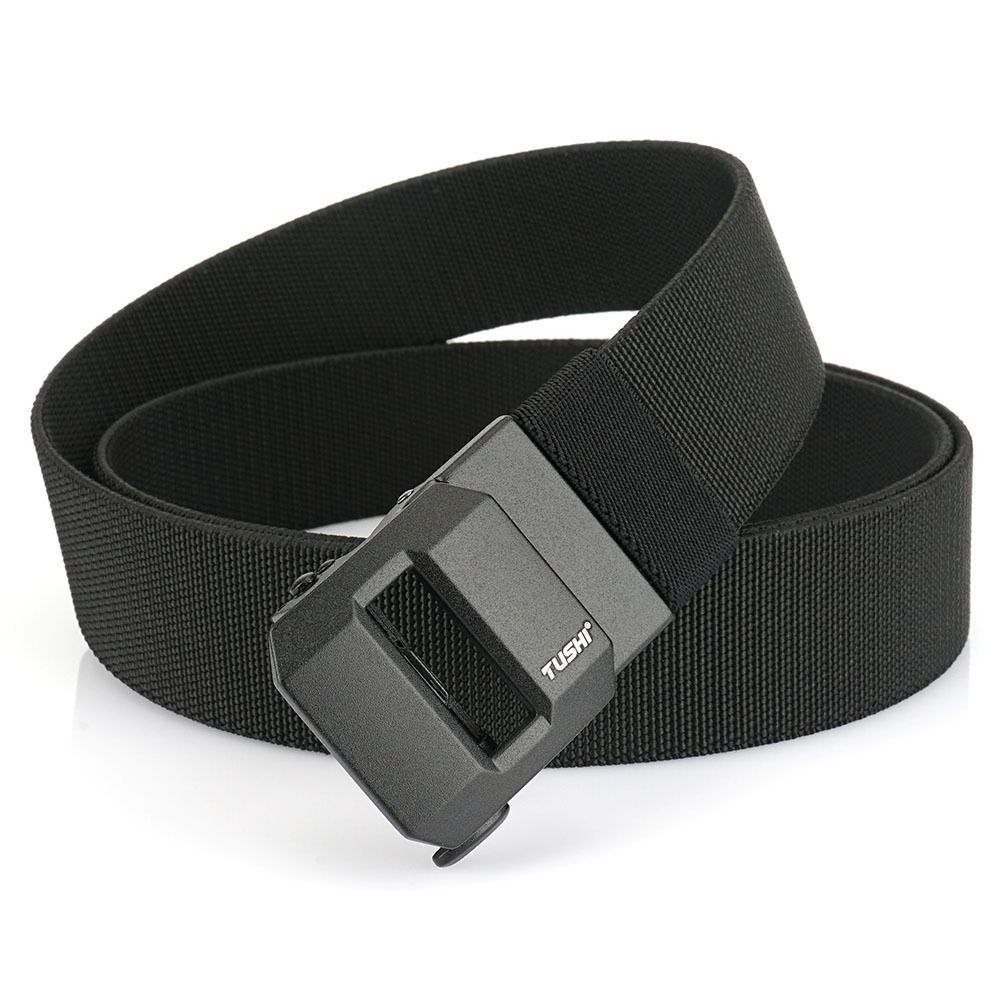 No-Tooth Automatic Buckle Men's Elastic Nylon Casual Canvas Woven Business Belt_voghion.com