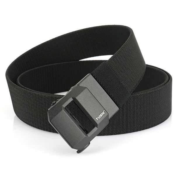 No-Tooth Automatic Buckle Men's Elastic Nylon Casual Canvas Woven Business Belt_voghion.com