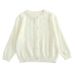 Girls' Cotton Knit Cardigan With Hollow Design Long Sleeve Open Front Sweater For Spring & Autumn (3-8 Years, 100-140cm)_voghion.com