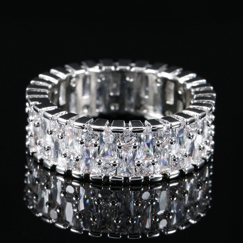 Modischer Schmuck Neuer dynamischer Zirkon-Doppelschichtring_voghion.com