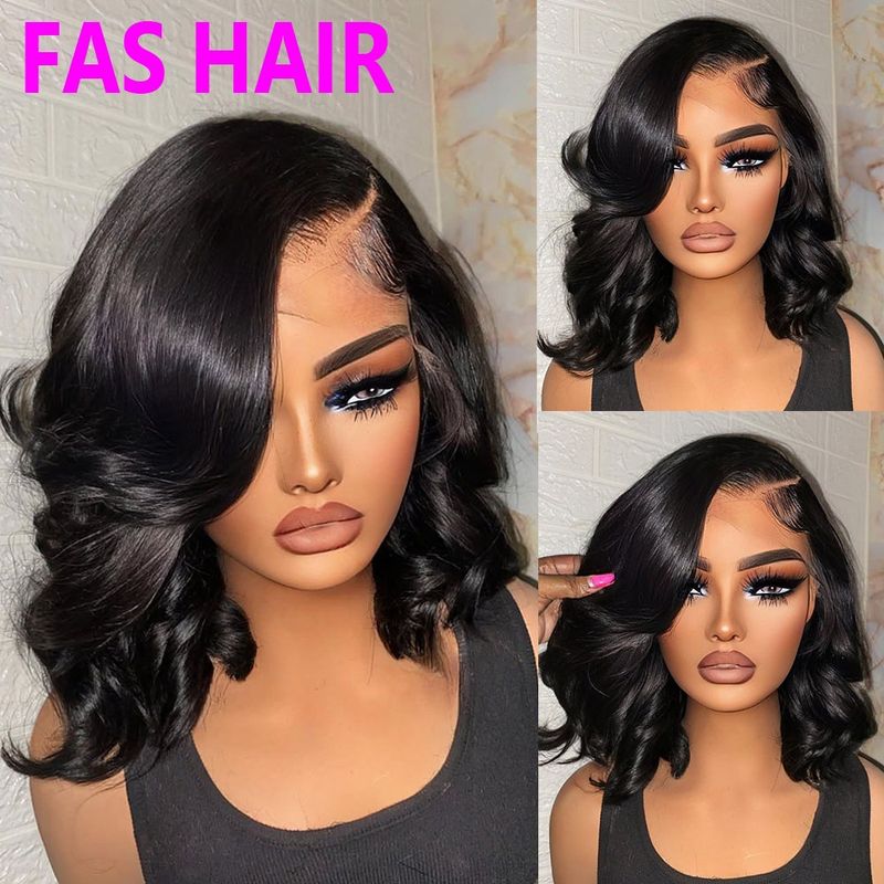 Echthaar-Perücke mit Glätteisen, gewellt, Bob-Form – 100 % brasilianisches unbehandeltes Remy-Haar, 13 x 4 HD-Spitzenfrontperücke mit hitzebeständigen Locken und natürlichem Haaransatz_voghion.com