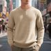 Lässiges Herren-Sweatshirt – Locker geschnittener Rundhalspullover mit Mini-Karomuster | Weiche Baumwollmischung, dicker für Frühling/Herbst_voghion.com