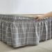 Saia de cama xadrez cinza e branca, peça única, avental de cama elástico plissado, saia de cabeceira de linho de hotel_voghion.com
