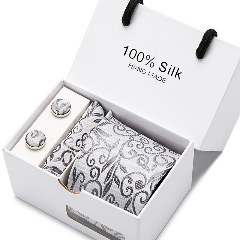 Men's Tie Spot Gift Box 5-piece Set Tie Pocket Square Lavalier Cuff Factory Price Wholesale_voghion.com
