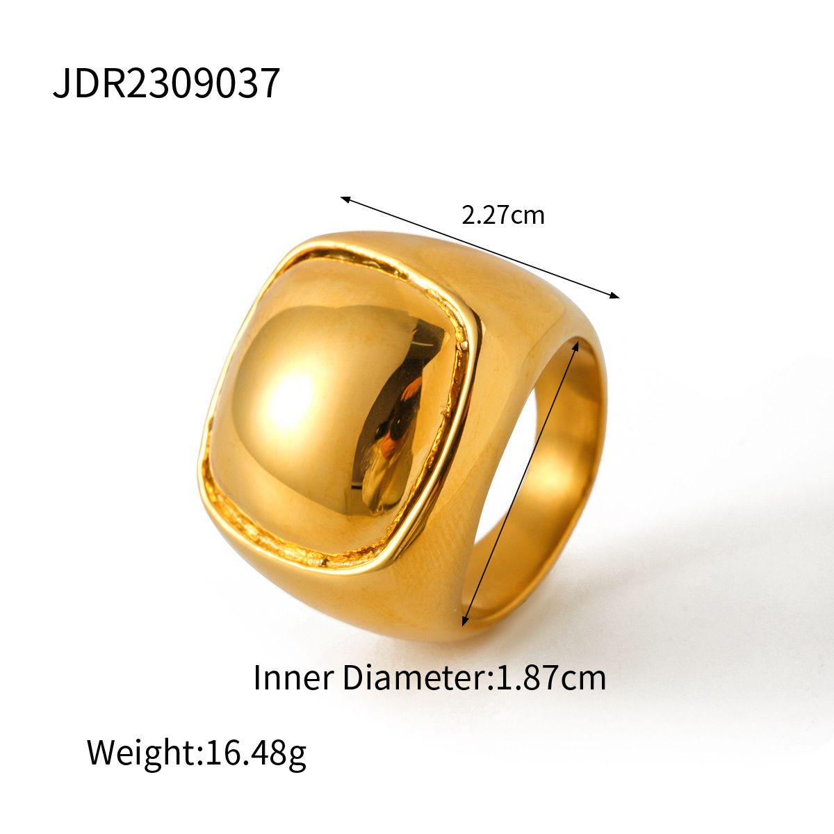Anello simmetrico regolare in oro a doppio strato in stile Instagram, anello in acciaio inossidabile versatile e resistente allo sbiadimento_voghion.com